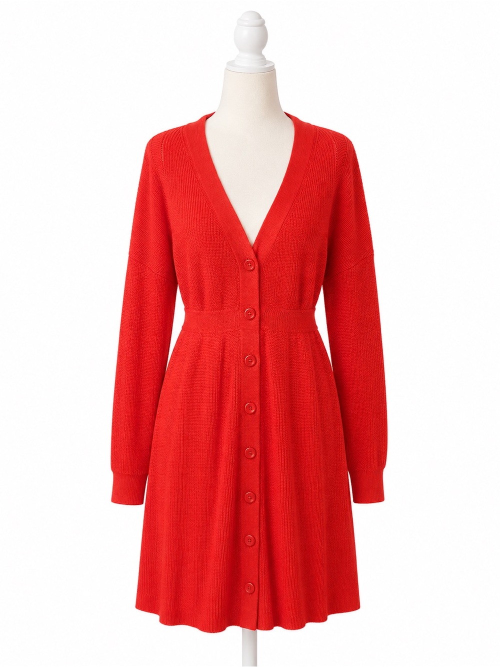 Lovers + Friends Red Knit Cardigan Dress XL NWT Button Front Fit Flare